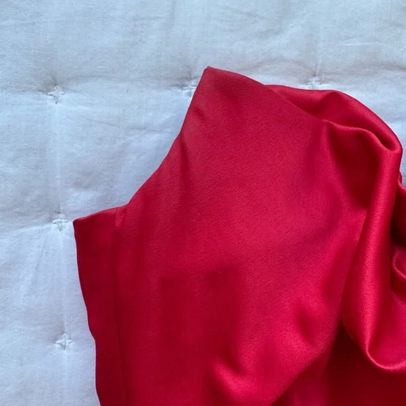 House of CB London XS Adrienne Red Scarlet Strapless Gown Ruched - Picture 7 of 11